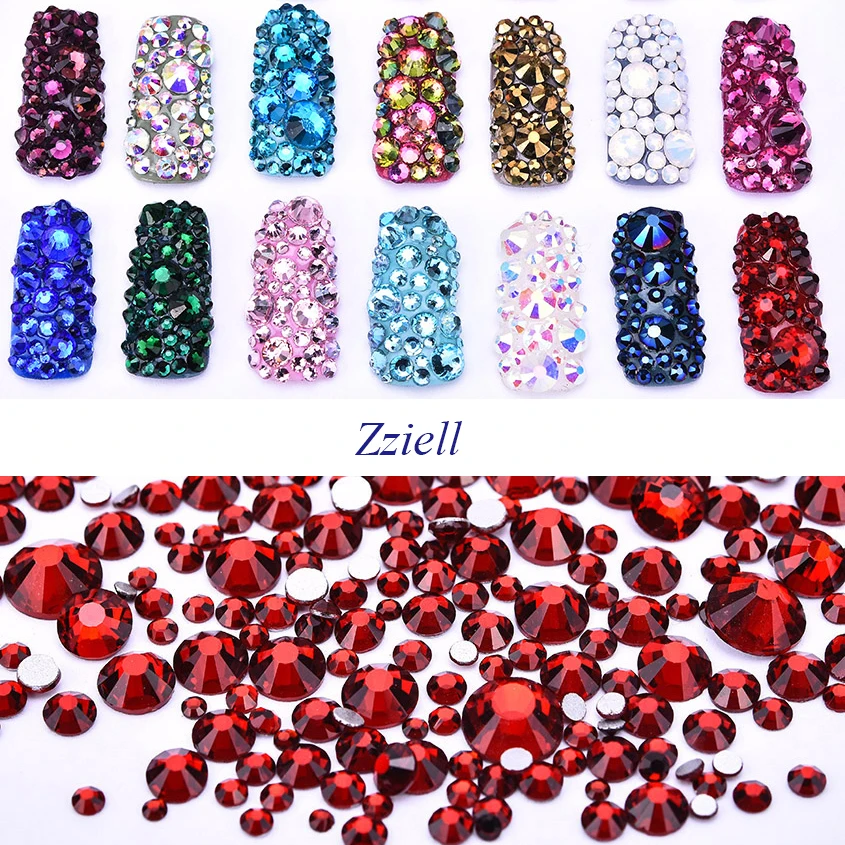 

Zziell SS3-SS30&Mix Size Dark Siam Crystals SMC Non Hotfix Rhinestones for Nail Art Decoration Phone Case Clothing