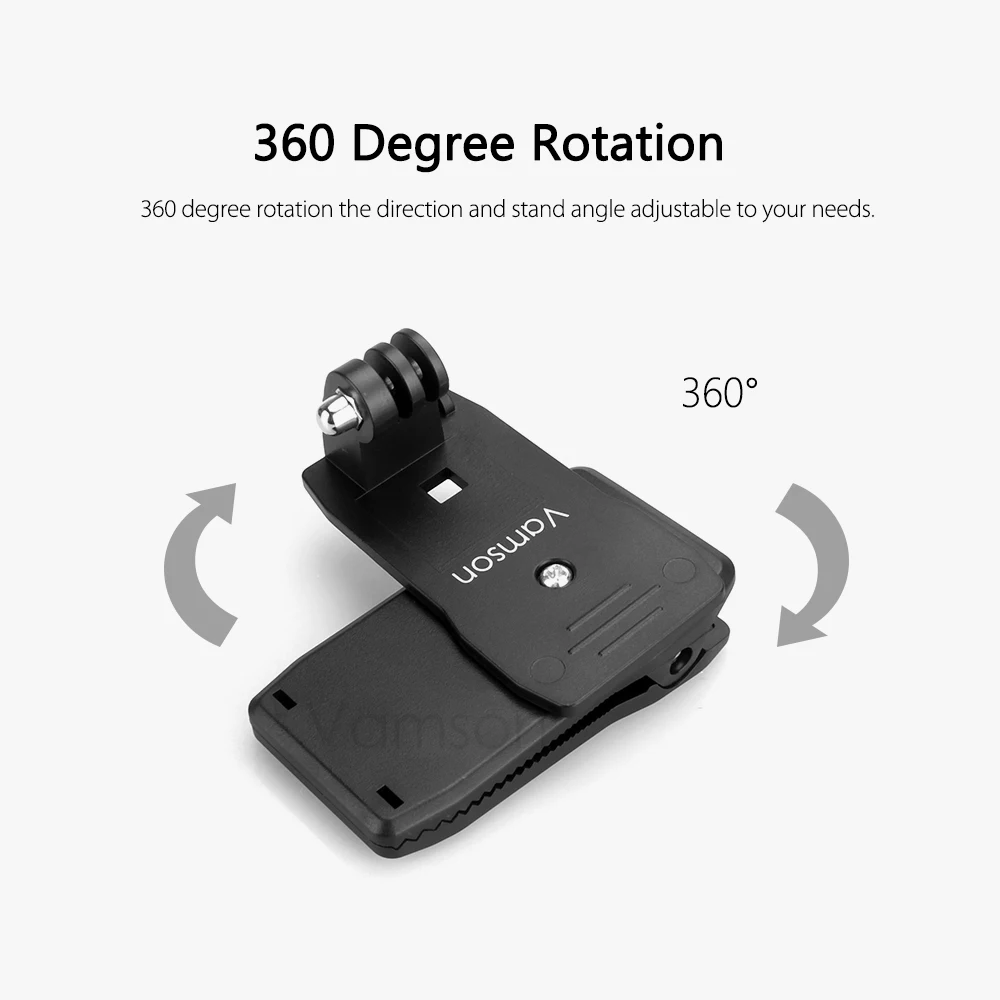 Vamson for Gopro 8 7 6 5 session Accessories Backpack Clip 360 Degree Rotatable Fixed Bracket Base for DJI OSMO for Yi 4K VP526