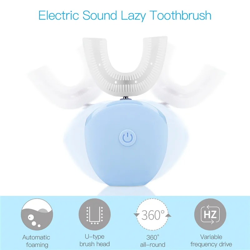 

U Shape Automatic Sonic Electric Toothbrush 360 Degrees Ultrasonic Teeth Brush Waterproof Silicone Teeth Cleaner Whitening Tool