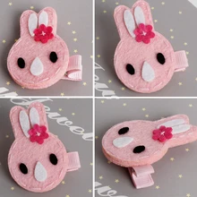 2 pçs/lote Rosa do Coelho de coelho Bonito Dos Desenhos Animados Glitter Feltro Grampos de cabelo Grampos de Cabelo para o Bebê Meninas Crianças dos miúdos Acessórios para o Cabelo Cocar