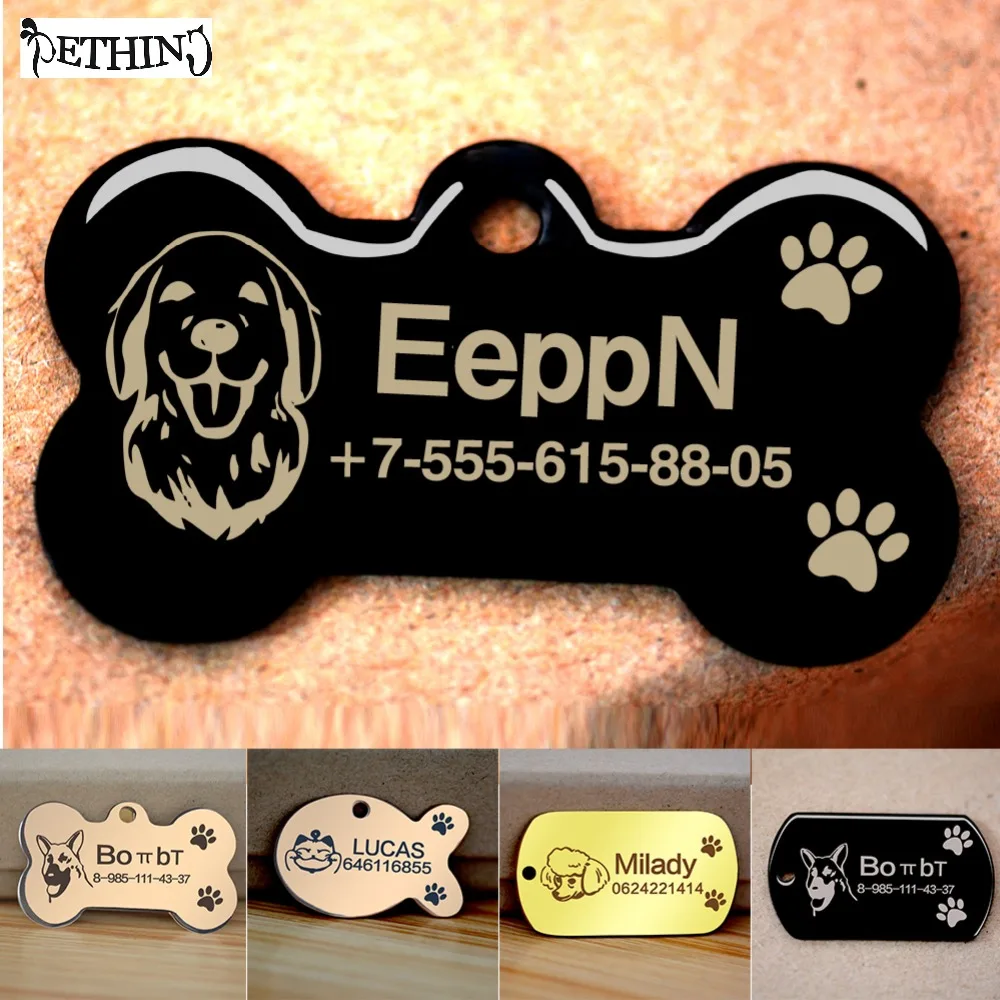 

Free engraved write QR name phone number pet dog cat ID tag collar pet tag dog pet name pendent neckce tag engraved military tag