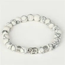 Натуральный белый сосна шарик энергетические бусины браслет Прекрасный сплав Слон браслеты с орнаментами