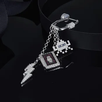 

[MeiBaPJ]Real 925 Sterling Silver Personality LOVE 80S Earrings for Women with AAA High Quality Stone Jewelry Only One Pieces