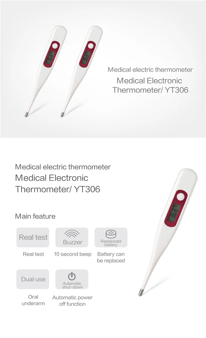Yuwell медицинские Электрический термометр дети тело Электронный Цифровой температурный измерения ЖК-дисплей Термометры с дисплеем
