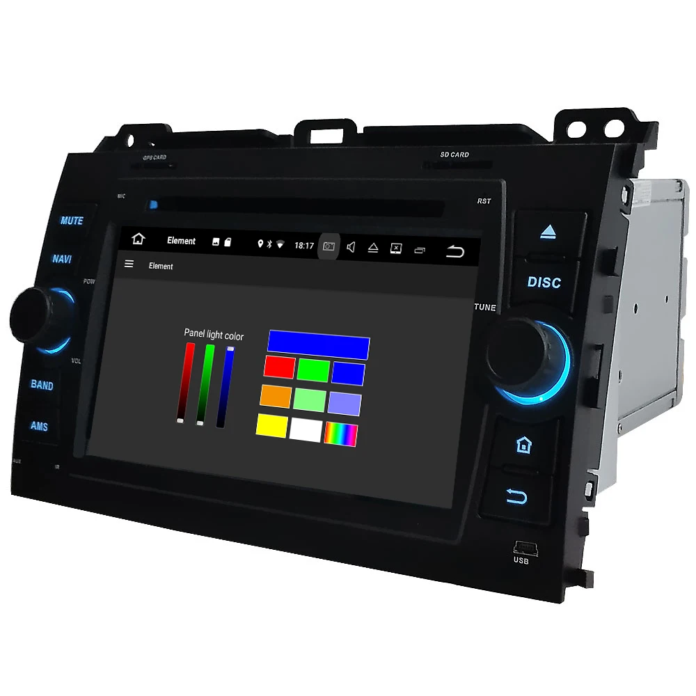 Excellent 7" Octa Core 4G Android 8.1 4GB RAM 64GB ROM RDS BT Car DVD Multimedia Player Stereo Head Unit For Toyota Prado LC120 2004-2010 2