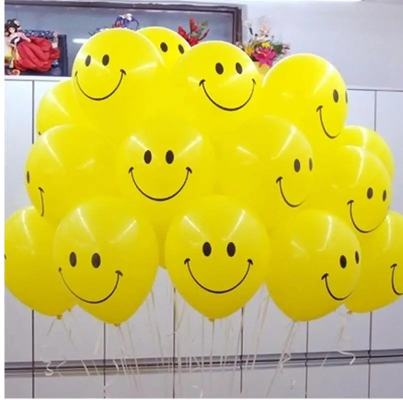 10pcs/lot 12inch Yellow Smiley Face Latex Balloons Air Balls Inflatable Wedding Party Decoration Birthday Float | Дом и сад
