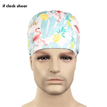 

IF 2019new Hospital Medical Hats Cotton Scrub Caps for Women and men Printing Tieback Elastic Section Surgical Caps pet caps hat