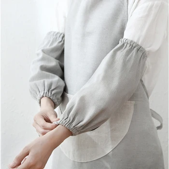 

1 Pair Stylish Cotton and Linen Oversleeve Antifouling Long Arm Cover Cooking Working Household Kitchen Cuff Sleeves