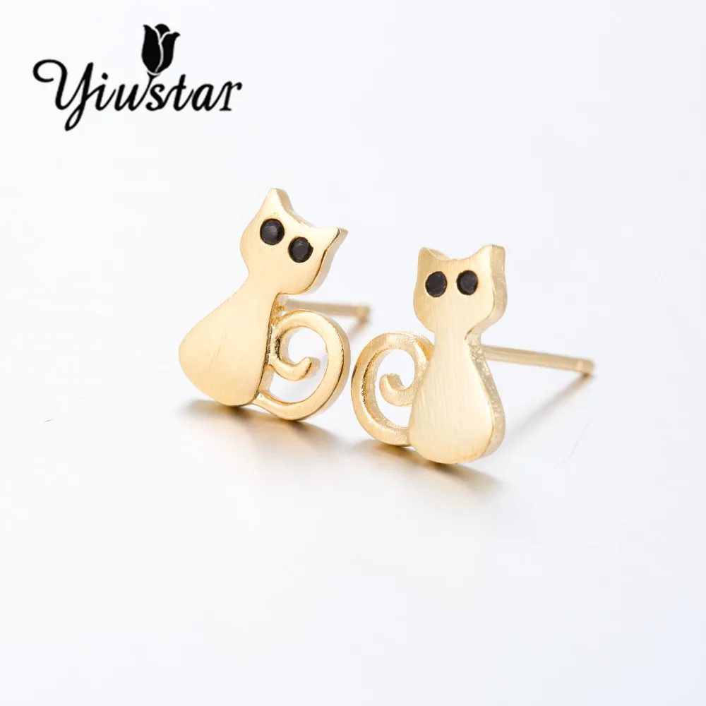 yiustar Cute Cat Earrings for Women Stud Earrings Wedding Jewelry Small