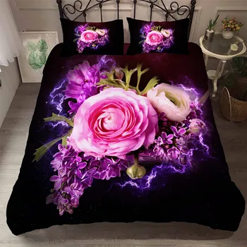 

Fanaijia Purple 3d Bedding Set Queen Size Luxury Duvet Cover Set Bedclothes with Pillowcase King Bed Set