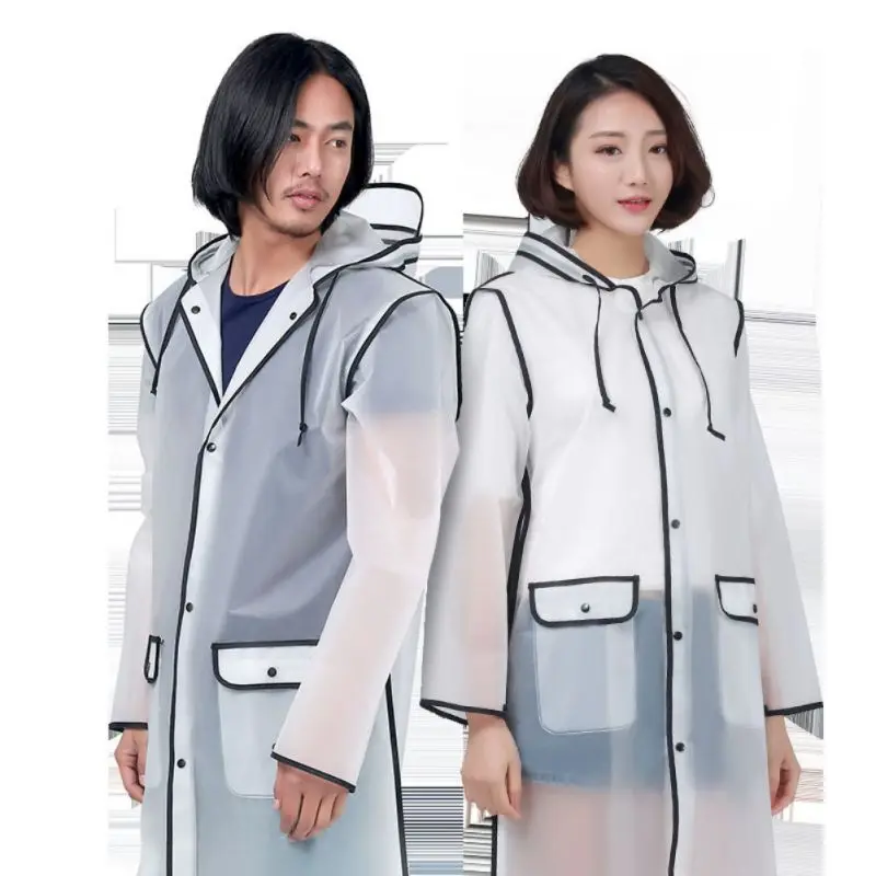 Transparent Unisex Raincoats with Solid Ribbon Semi Waterproof Summer