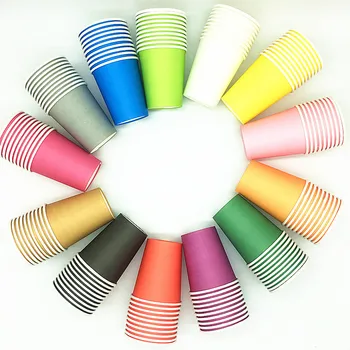 

50 pcs/lot of solid colour theme printing paper cup tableware for birthday party , party drinking cup