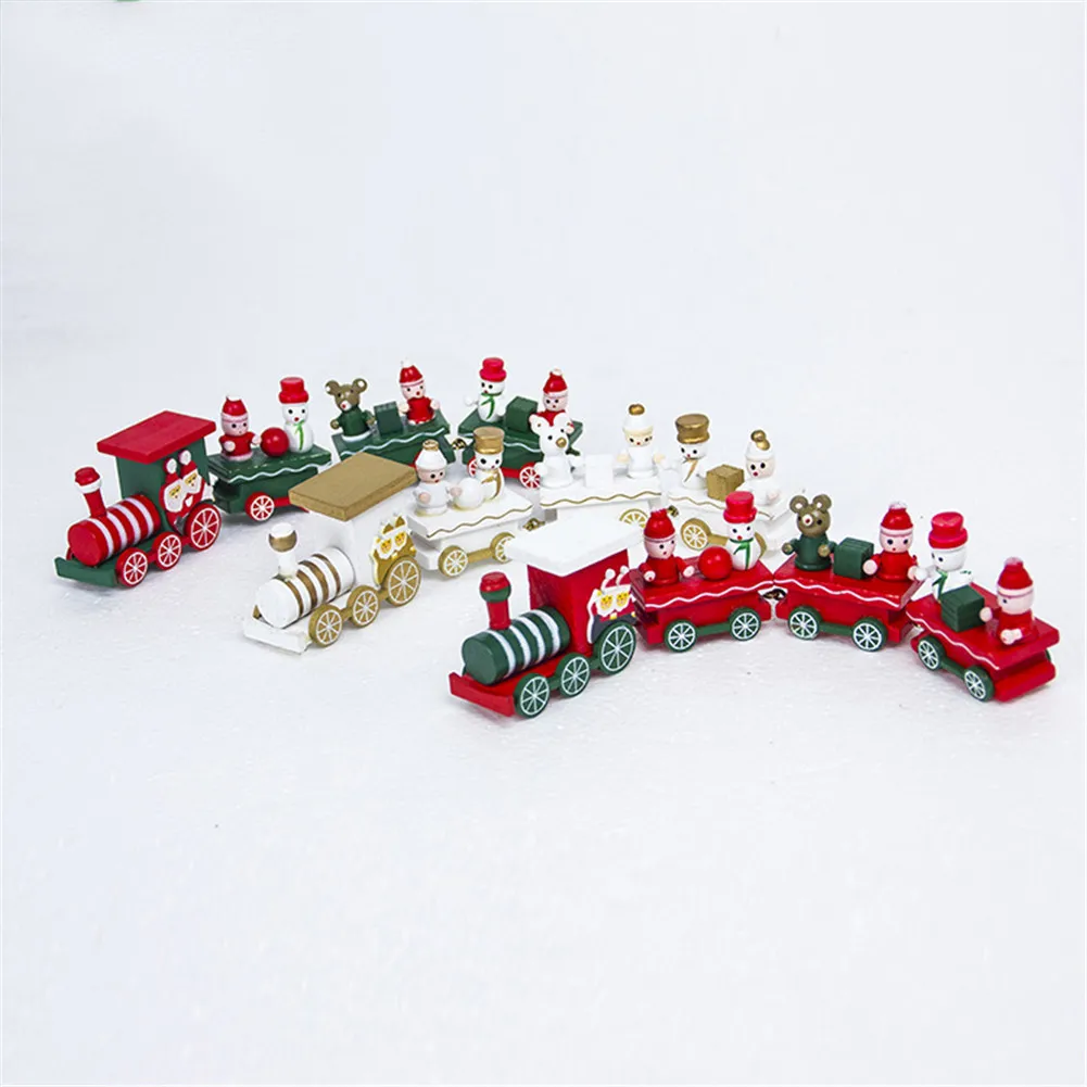 Wood Christmas Xmas Train Decoration Ornament Wooden Mini Christmas