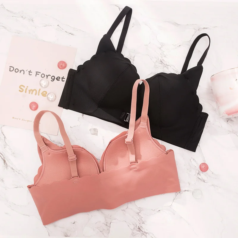 

Roseheart Women Fashion Pink Gray Sexy Lingerie Sets Cotton Panties Underwear One-Piece Push Up Bra Sets Cup A B Front Closure