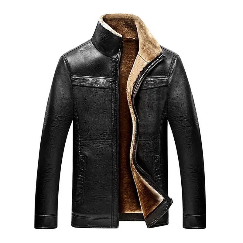 

Men's winter coat Men casual thick velet warm leather jackets mens jackets and coats winter fur collar coat plus size 4XL parka