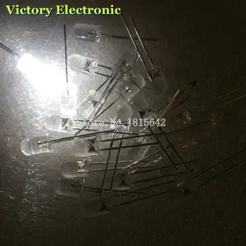 

200PCS/Lot 5mm Round White LED Diode Super Bright Water Clear LED Light Lamp White color New