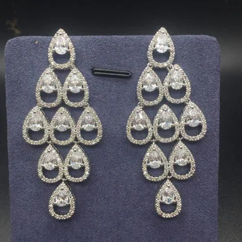 

Luxury AAA Cubic Zirconia Stone Elegant Design Long Waterdrop Bridal Dress Wedding Accessories For Women Girl Eneagement