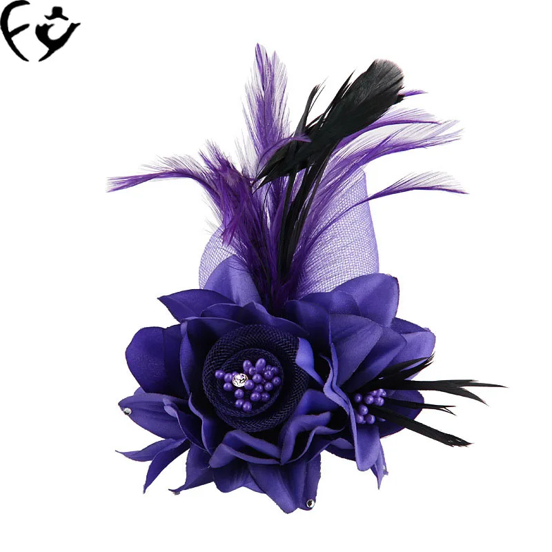 Feather Brooch handmade cloth flower brooch flower high grade large