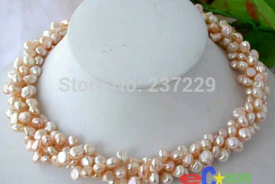 HOT## Wholesale price ^^^^4ROW 17&quot 8MM BAROQUE PINK KESHI REBORN PEARL NECKLACE | Украшения и аксессуары