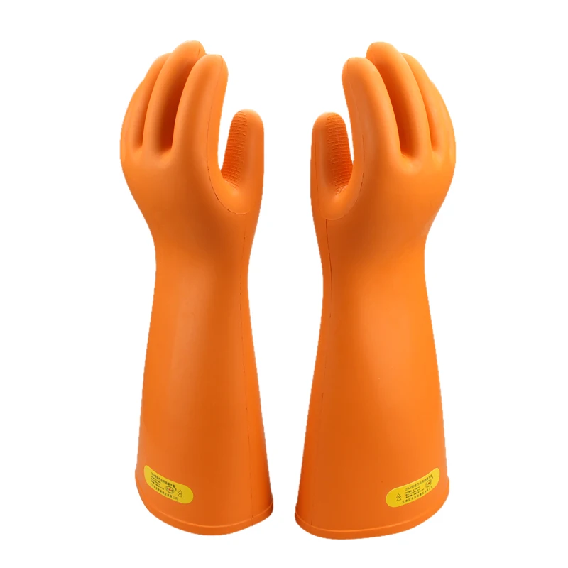 1 пара защита от электричества профессиональные 25 кв Высоковольтные электрические изоляционные перчатки резиновые электрики защитные перчатки 40 см - Цвет: orange