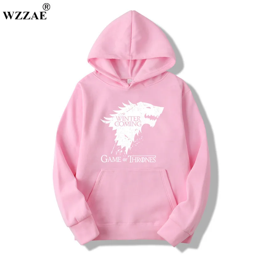 WZZAE 2018 New Game of Thrones Direwolf Men Hoodies And Sweatshirts Winter is Coming Cotton Hooded