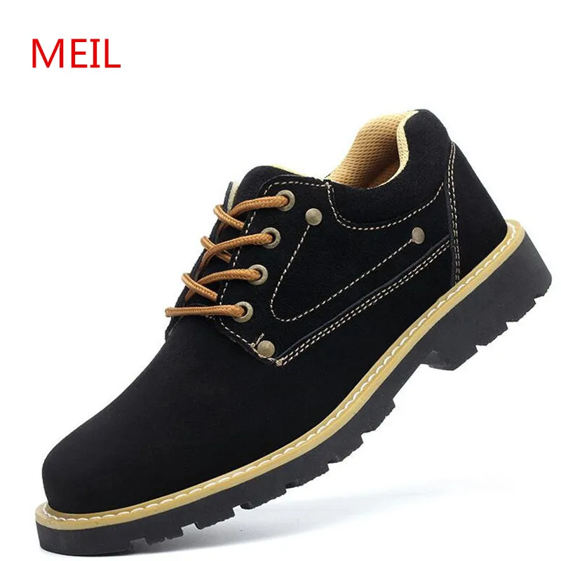 

Unisex 2018 Casual Genuine Leather Work Safety Shoes Steel Toe Military Boots Men Army Shoes Work Safety Boots Plus Size 37-44