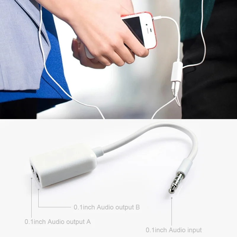 3.5mm Dual Jack Earphone Headphone Splitter Adapter For Mobile Phone Tablet Laptop MP3 Player