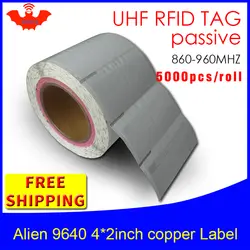 RFID метка UHF стикер инопланетное 9640 печати медные наклейки EPC6C 915m868mhz Higgs3 5000 шт. Бесплатная доставка клей пассивный RFID метки