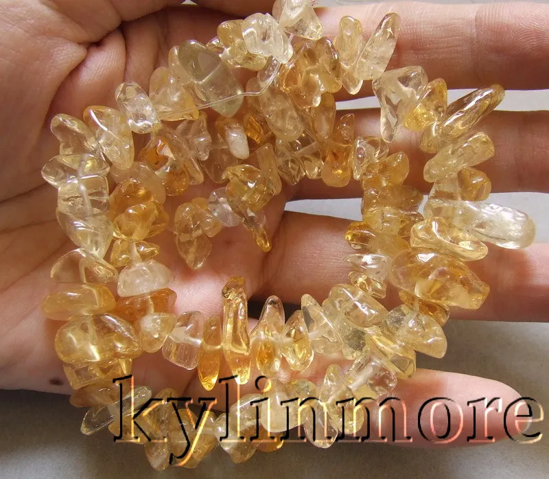 

9-16mm natural yellow crystal chips 15.5'' beads
