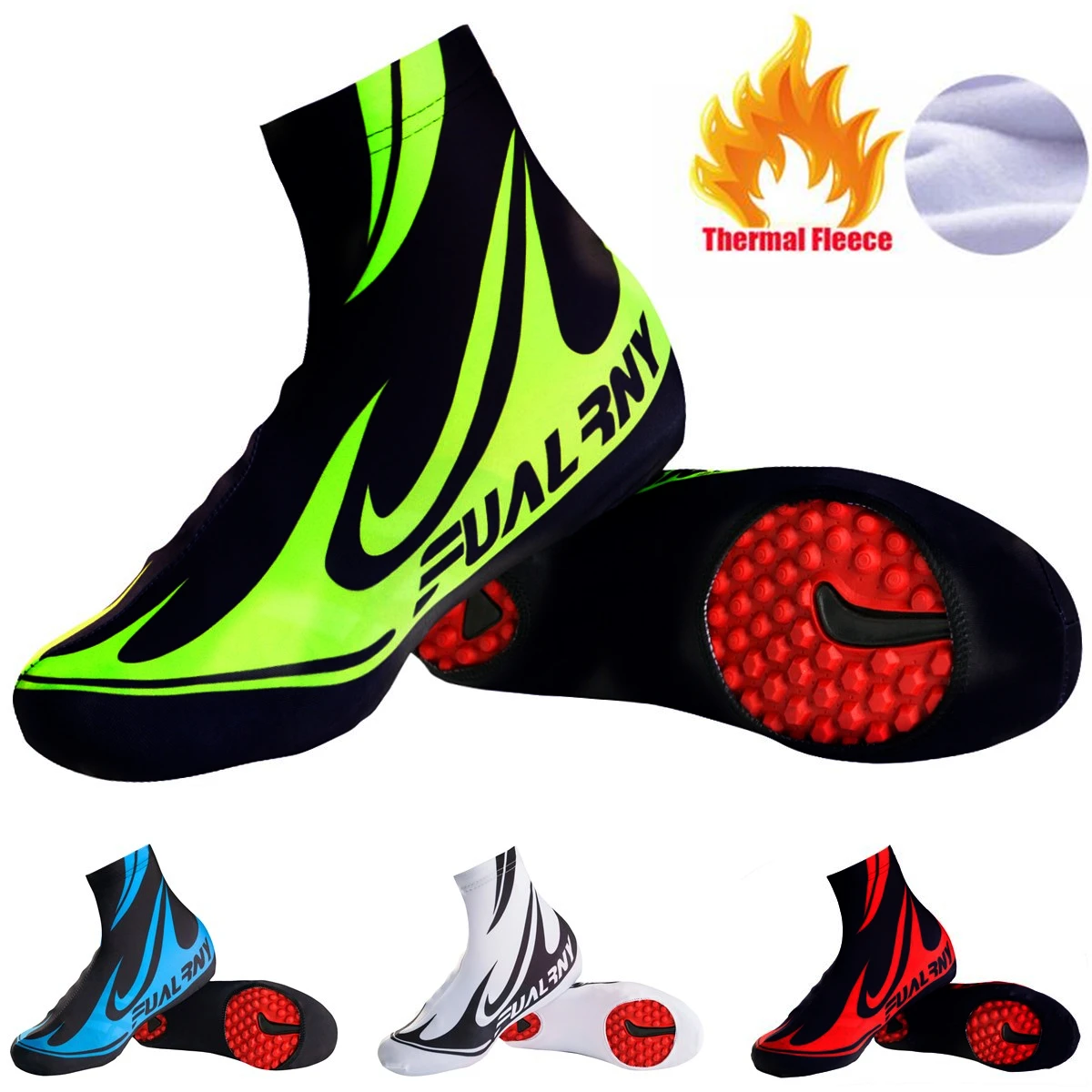FUALRNY 2018 NEW Pro Cycling Shoe Cover Windproof Road Bike Bicycle Shoes Cover  Winter Thermal Fleece Warm Cycling Overshoes 01