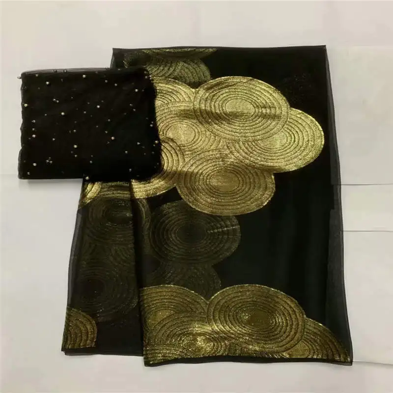 Hot Selling High Quality African Metal Silk Fabric 5 Yards &amp2 Chiffon For Ladies Party Clothing!LXF625 | Дом и сад