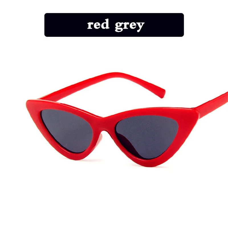 Занавес солнцезащитные очки для детей новая Корейская версия треугольные крутые кошачьи глаза Детские Солнцезащитные очки Модные Цветные милые очки для девочек - Цвет линз: red grey