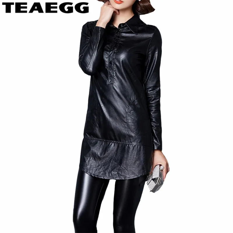 

TEAEGG Black Casual Long Sleeve Dress Famale Mini Autumn Winter Dresses Women 2019 Slim Vestido Mujer Plus Size 4XL AL236