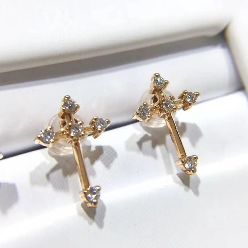 ANI 18K Rose/White Gold (AU750) Women Wedding Stud Earrings I-J/SI Real Natural Diamond Earrings Engagement Cross Stud aretes ANI 18K Rose/White Gold (AU750) Women Wedding Stud Earrings I-J/SI Real Natural Diamond Earrings Engagement Cross Stud aretes