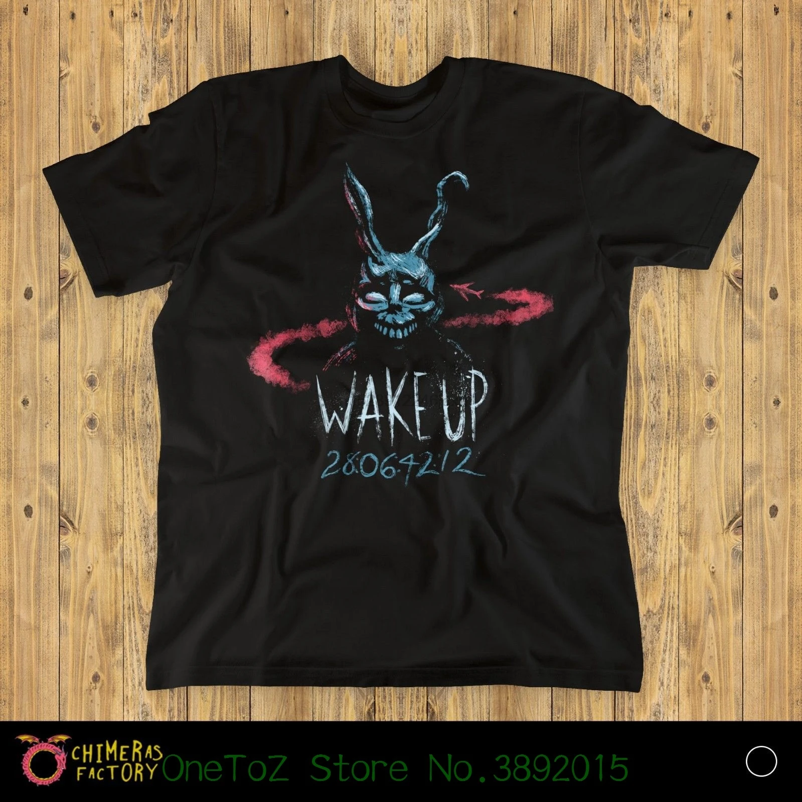 

Printing Casual T Shirt Men Tees Wake Up Unisex T Shirt Donnie Darko Frank Rabbit Time Travel Sci Fi