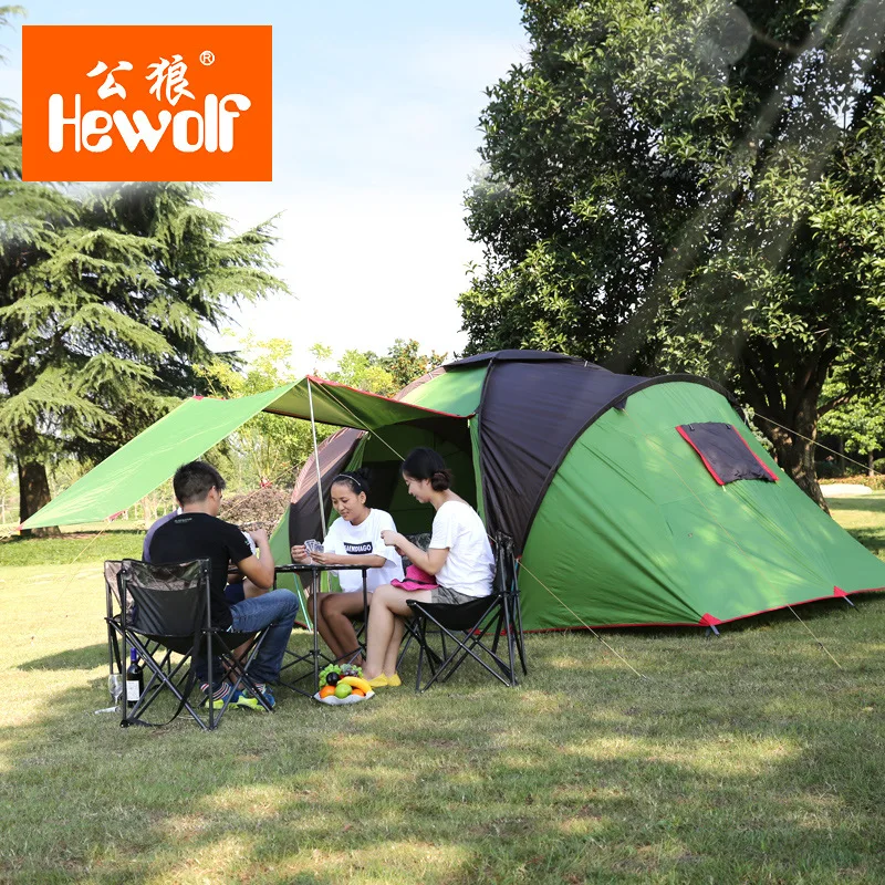 

Hewolf 5-8 Persons Two Bedrooms & One Living Room Camping Tent Waterproof Windproof Famil'yOutdoor Camping Party Tent