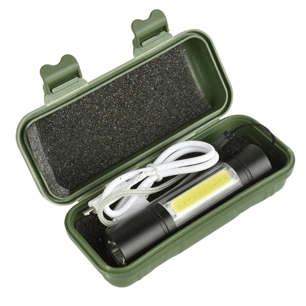 

2018 New Mini Portable Aluminum Q5 LED Flashlight XPE&COB Work Light lanterna Powerful Pen Torch Lamp 3 Modes USB Rechargeable