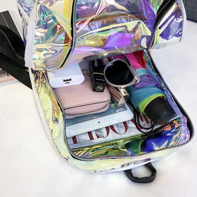 Summer Pvc Transparent Backpack For School Student Women's Clear Laser