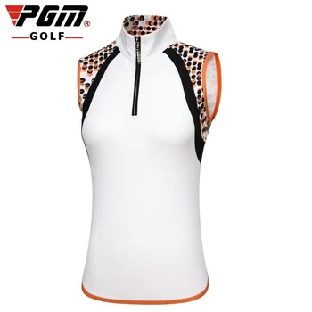 

Pgm Golf Sleeveless Shirts Ladies Zipper Collar Training Golf T-Shirt Summer Breathable Quick-Dry Vest Slim Apparel A7041