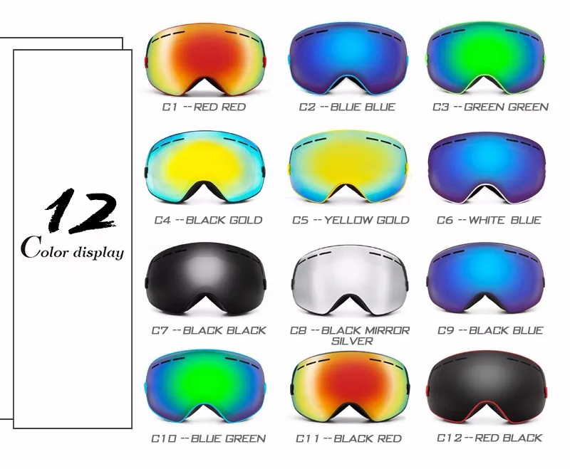 JULI снежные очки, зимние снежные спортивные сноуборд очки с анти-туман УФ-защитой Сменные сферические двойные линзы для молодежи