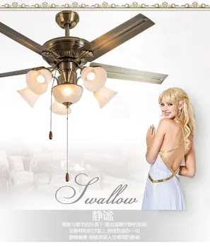 

European-style retro ceiling fan lamps with remote control dining room living room decorated ceiling fan lights 52inch fan light