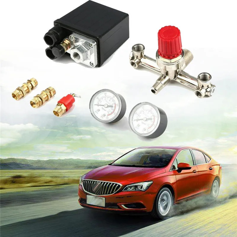 

CARPRIE Switch Adjustable Pressure Switch Air Compressor With 2 Press Gauges Valve Control Set 230V 16A YD214 dropship ap25