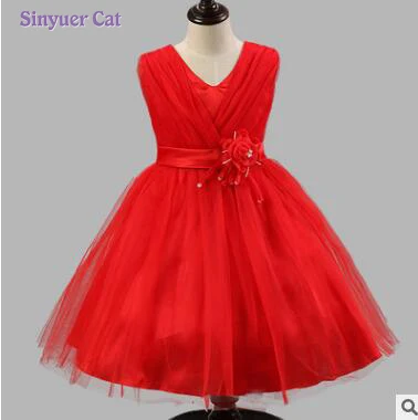 

Sinyuer Cat Girl Dresses Children Dress Party Summer Princess Baby Girl Wedding Dress Birthday Big Bow 4 color