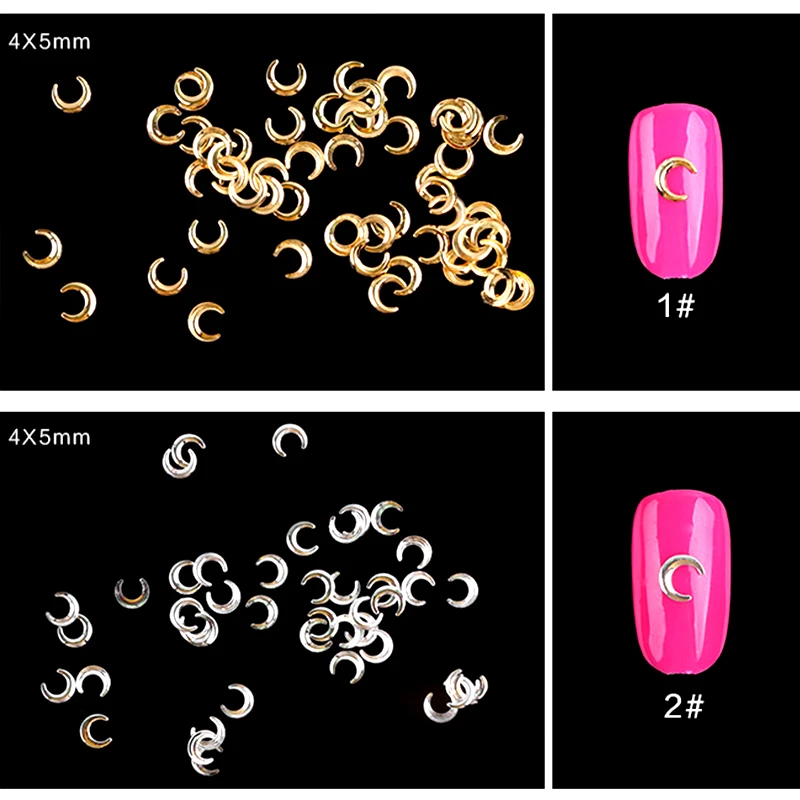 16 видов стилей металлическое украшение для дизайна ногтей, снежинка, звезда, Луна, кольцо, золотые, серебряные заклепки, маникюр, украшение для дизайна ногтей, Рождество, N25RS