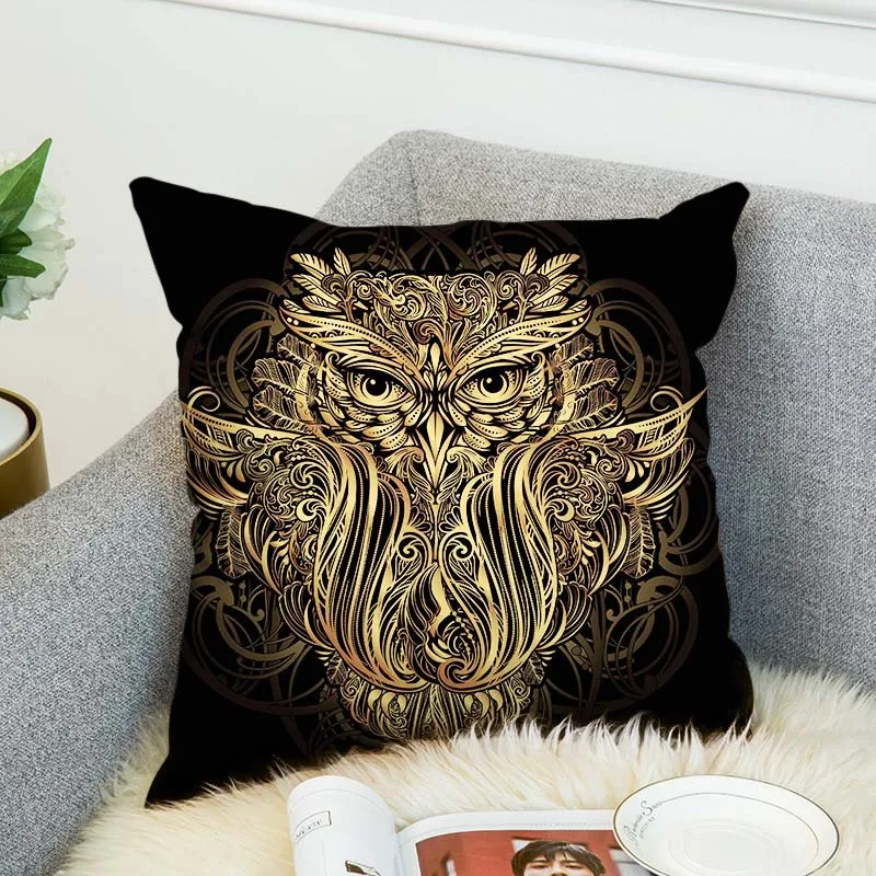 

Cushion Cover Owl Family Print Pillow Case Bird Polyester Cotton Throw Pillow Cover Decoration for Home Office Double Sided