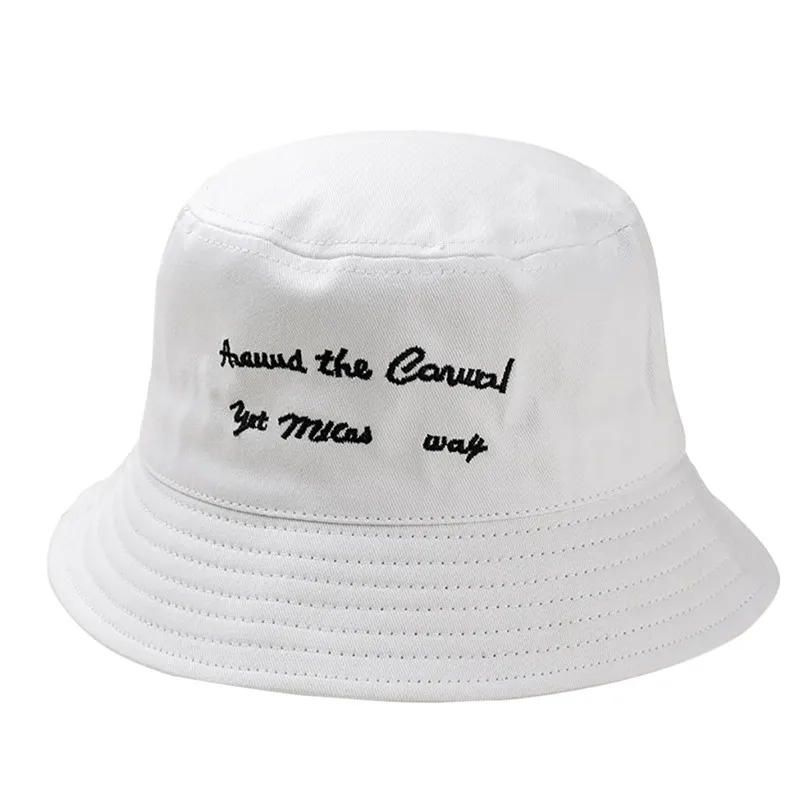 Winter Women Men Couple Fashion Fisherman Hat Unisex Embroidery Letter Hat Fashion Wild Sun Protection Cap Outdoor Hot H04 (2)