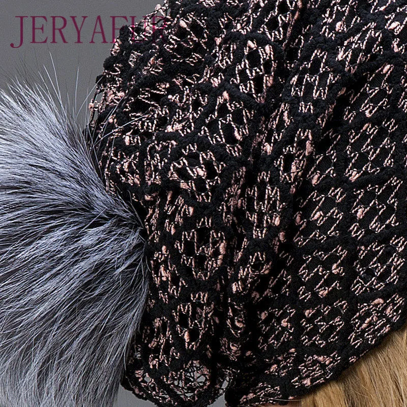 Женская меховая шапка JERYAFUR свободная и прорезиненная в простом стиле 2018|Женские