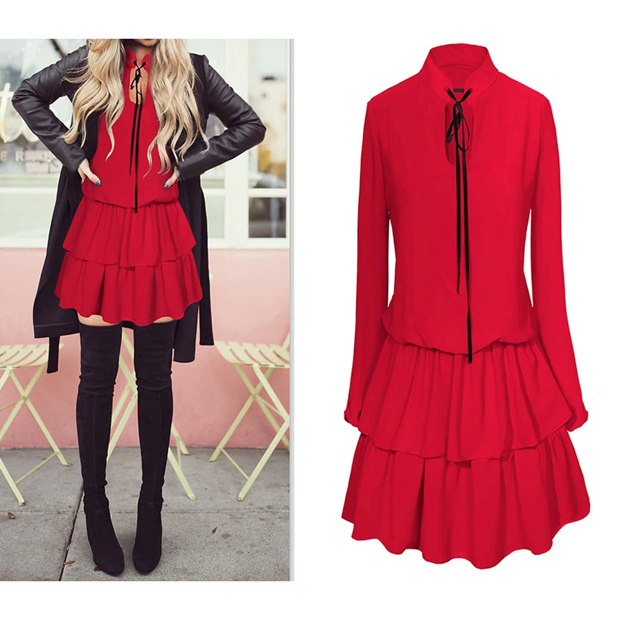 2017 Europe and the United States fashion women's cotton and cotton leaf edge fashion Peng Peng dress special (4)
