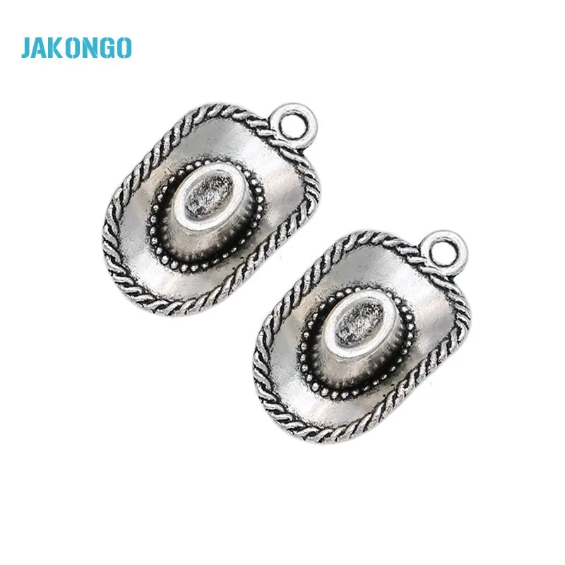 

JAKONGO Tibetan Silver Plated Cowboy Hat Charms Pendants for Necklace Bracelet Jewelry Making DIY Handmade 22x13mm