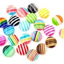 Новинка! 40 шт./лот 12 мм смешанные цвета плоская задняя Смола классические полосы кабошоны подходят 12 мм Камея основа Кабошоны